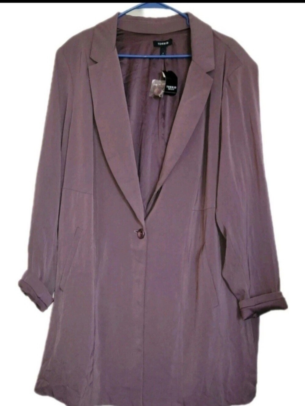Torrid Blazer Flint Drape Front Challis Jacket One Button Plus Size 4X Purple